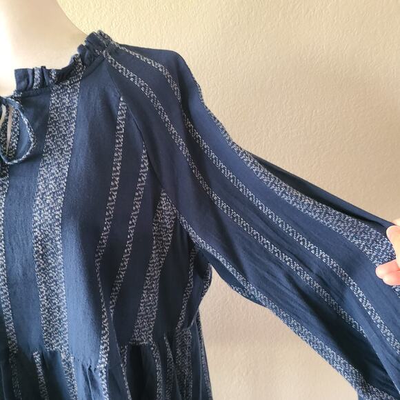 Wonderly Sheer Boho Shirt Top SZ Large Festival‎ Western Country Striped Ruffles - Picture 4 of 13